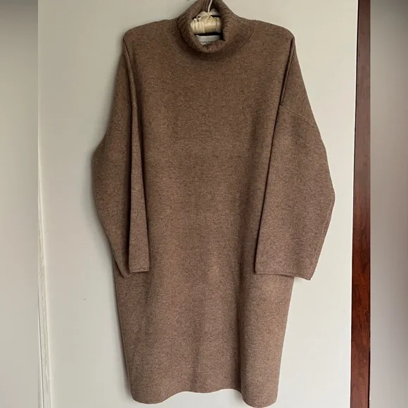 Pomander Place Taupe Turtleneck Sweater Dress